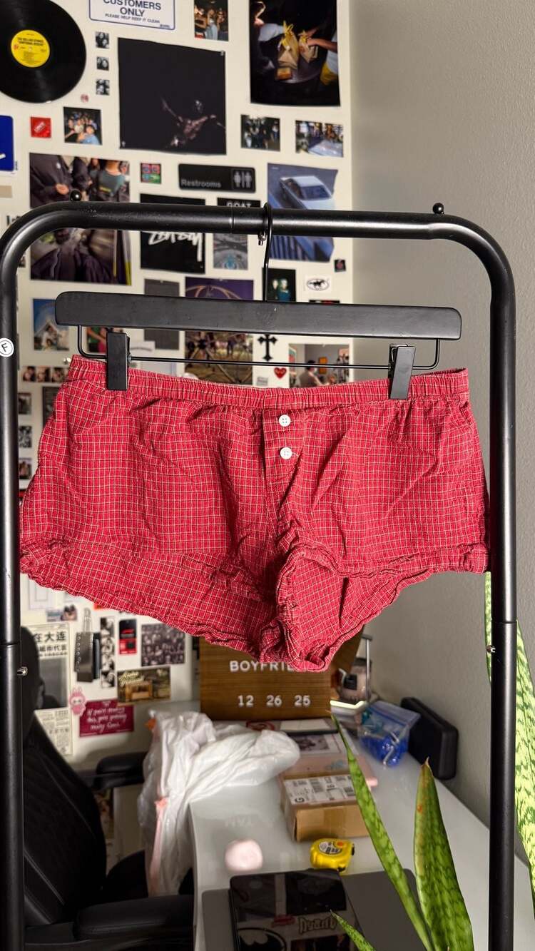Brandy Melville Keira Red Plaid Boxer Shorts